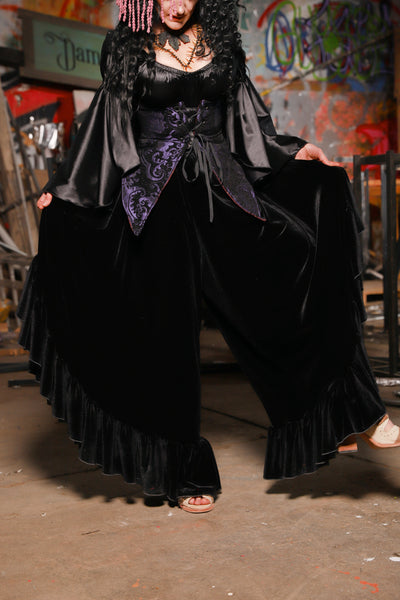 17. Flutterfall Trousers in Black Velvet - The Artemis Collection