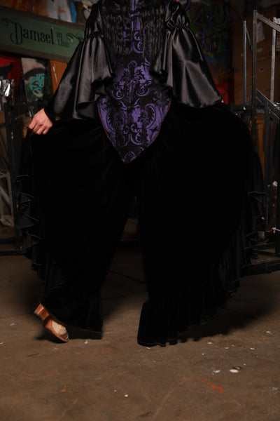 17. Flutterfall Trousers in Black Velvet - The Artemis Collection