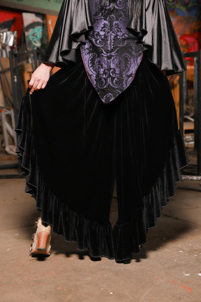 17. Flutterfall Trousers in Black Velvet - The Artemis Collection
