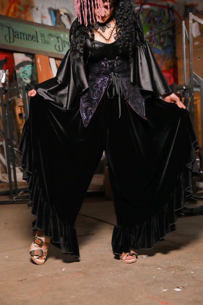 17. Flutterfall Trousers in Black Velvet - The Artemis Collection