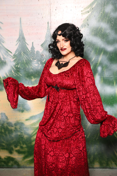 Classic Blouse w/Long Sleeves in Crimson Burnout Stretch Velvet Damask - Day 4 of 12 Days of Christmas