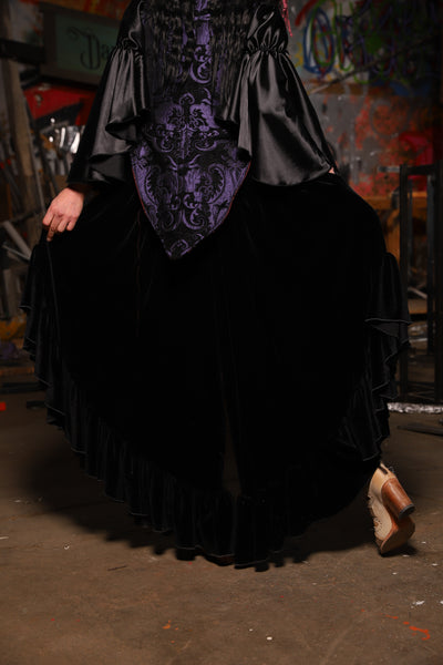 17. Flutterfall Trousers in Black Velvet - The Artemis Collection