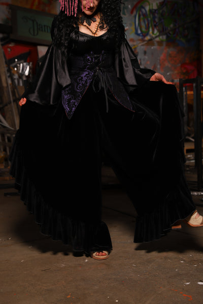 17. Flutterfall Trousers in Black Velvet - The Artemis Collection