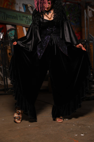 17. Flutterfall Trousers in Black Velvet - The Artemis Collection