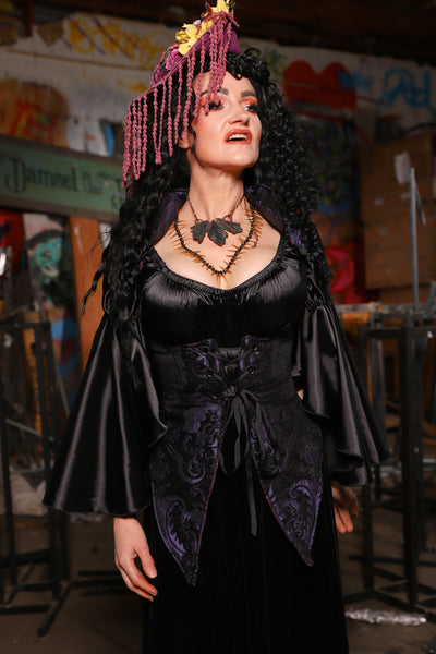02. Artemis Underbust Corset in Black & Purple Medallion - The Artemis Collection