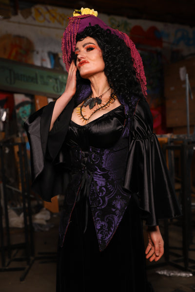 02. Artemis Underbust Corset in Black & Purple Medallion - The Artemis Collection