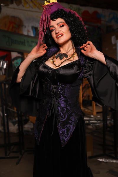02. Artemis Underbust Corset in Black & Purple Medallion - The Artemis Collection