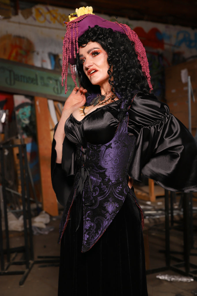02. Artemis Underbust Corset in Black & Purple Medallion - The Artemis Collection