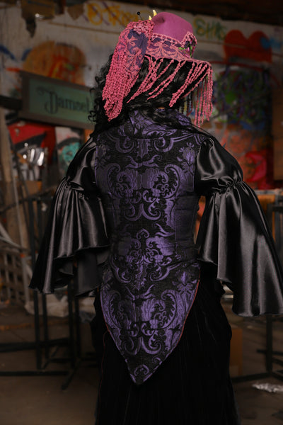 02. Artemis Underbust Corset in Black & Purple Medallion - The Artemis Collection