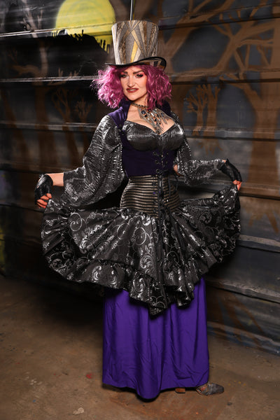 27. Mini Fairy Skirt w/ruffle in Sterling Night Filigree - THE HEXES, HEMS & HYSTERIA COLLECTION