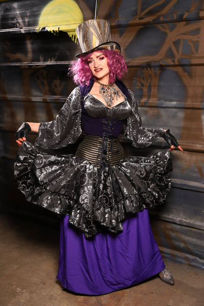 27. Mini Fairy Skirt w/ruffle in Sterling Night Filigree - THE HEXES, HEMS & HYSTERIA COLLECTION