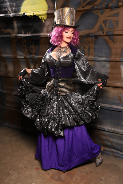 27. Mini Fairy Skirt w/ruffle in Sterling Night Filigree - THE HEXES, HEMS & HYSTERIA COLLECTION