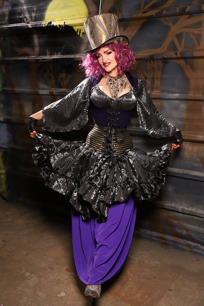 27. Mini Fairy Skirt w/ruffle in Sterling Night Filigree - THE HEXES, HEMS & HYSTERIA COLLECTION