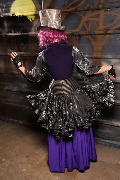 27. Mini Fairy Skirt w/ruffle in Sterling Night Filigree - THE HEXES, HEMS & HYSTERIA COLLECTION