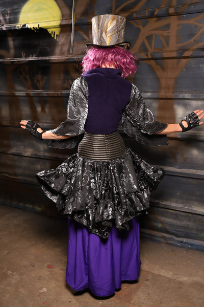 27. Mini Fairy Skirt w/ruffle in Sterling Night Filigree - THE HEXES, HEMS & HYSTERIA COLLECTION