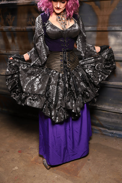 27. Mini Fairy Skirt w/ruffle in Sterling Night Filigree - THE HEXES, HEMS & HYSTERIA COLLECTION