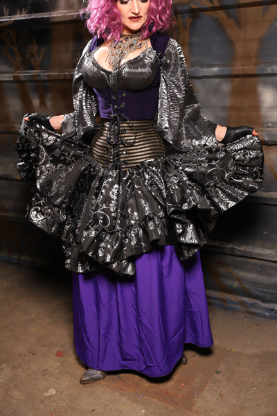 27. Mini Fairy Skirt w/ruffle in Sterling Night Filigree - THE HEXES, HEMS & HYSTERIA COLLECTION