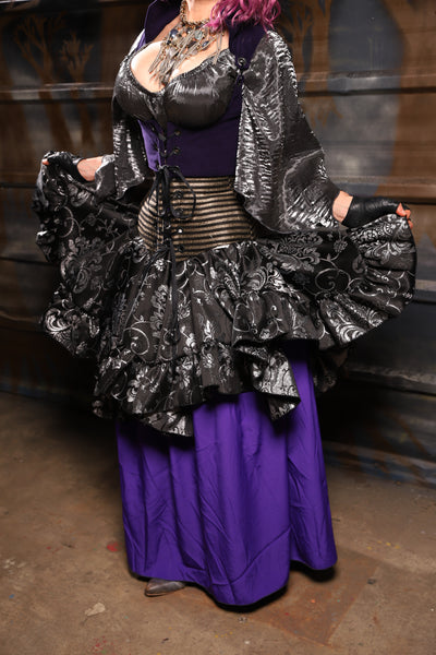 27. Mini Fairy Skirt w/ruffle in Sterling Night Filigree - THE HEXES, HEMS & HYSTERIA COLLECTION