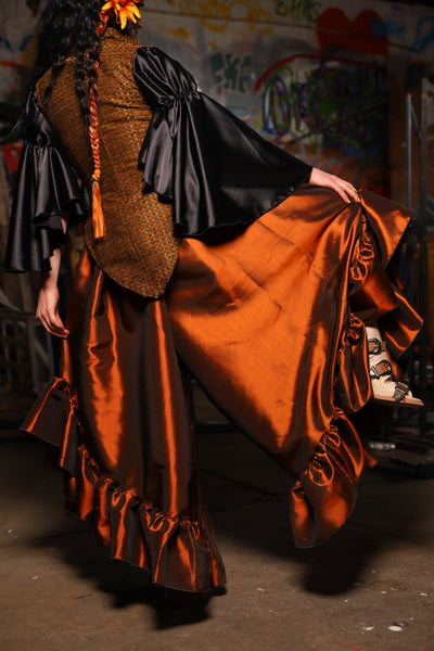 18. Flutterfall Trousers in Copper Taffeta - The Artemis Collection