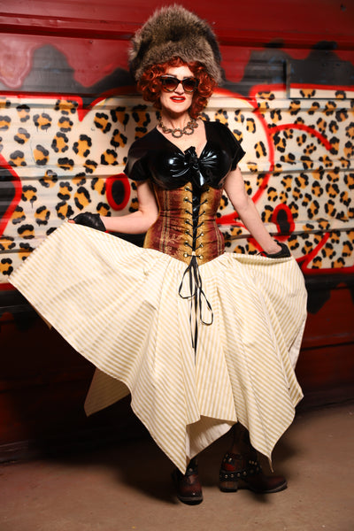 16. Fairy Skirt in Cream Pin Stripe - The Lipstick and Caviar Collection