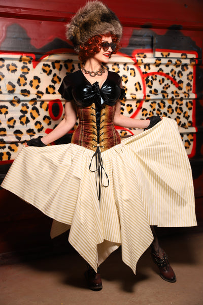 16. Fairy Skirt in Cream Pin Stripe - The Lipstick and Caviar Collection