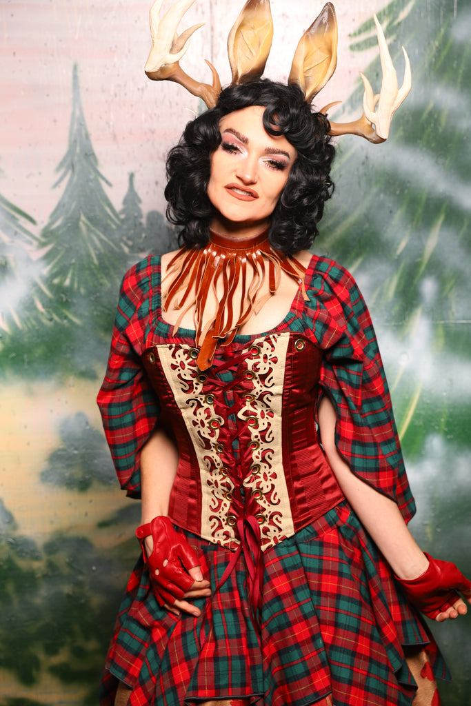 Petite Aurora in Garnet Matte And Shiny Striped Satin - Day 10 of 12 Days of Damsel Christmas 2025