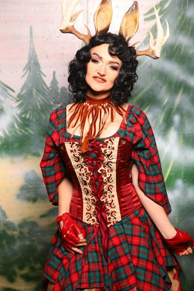 Petite Aurora in Garnet Matte And Shiny Striped Satin - Day 10 of 12 Days of Damsel Christmas 2025