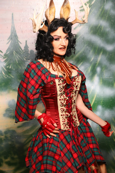 Petite Aurora in Garnet Matte And Shiny Striped Satin - Day 10 of 12 Days of Damsel Christmas 2025