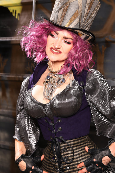 08. Cropped vixen w/collar in Blackberry Jam Velvet - THE HEXES, HEMS & HYSTERIA COLLECTION