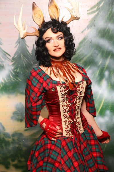 Petite Aurora in Garnet Matte And Shiny Striped Satin - Day 10 of 12 Days of Damsel Christmas 2025