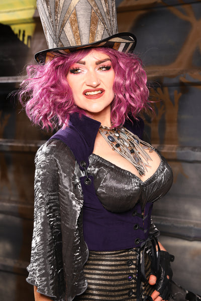 08. Cropped vixen w/collar in Blackberry Jam Velvet - THE HEXES, HEMS & HYSTERIA COLLECTION