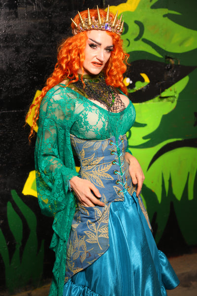 Petite Siren Corset w/ Pockets in Lake Flora - "Siren's Shanties" Collection