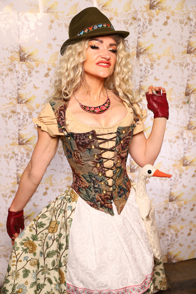 04. Oktoberfest Set #4: Elizabethan Corset + Hobbit Tulip Skirt + Apron *blouse sold separately* - Oktoberfest Sets Collection