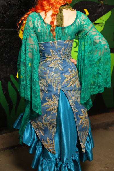 Petite Siren Corset w/ Pockets in Lake Flora - "Siren's Shanties" Collection