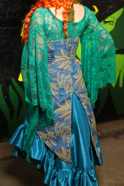 Petite Siren Corset w/ Pockets in Lake Flora - "Siren's Shanties" Collection