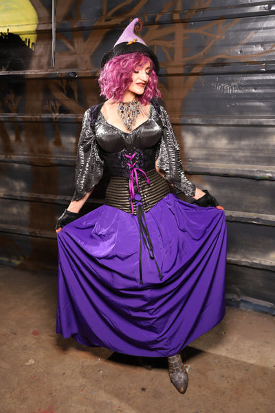 28. Tulip Skirt in Royal Purple Crepe Satin - THE HEXES, HEMS & HYSTERIA COLLECTION