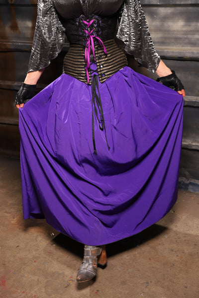 28. Tulip Skirt in Royal Purple Crepe Satin - THE HEXES, HEMS & HYSTERIA COLLECTION