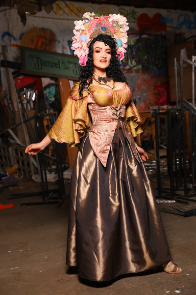 29. Tulip Skirt in Shiny Truffle Taffetta - The Artemis Collection