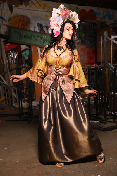 29. Tulip Skirt in Shiny Truffle Taffetta - The Artemis Collection