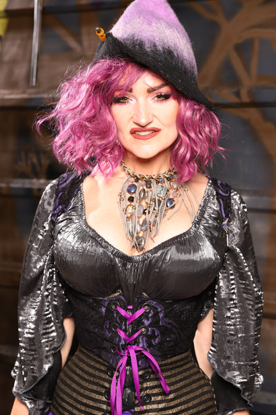 09. Cropped Vixen in Purple & Black Medallion - THE HEXES, HEMS & HYSTERIA COLLECTION