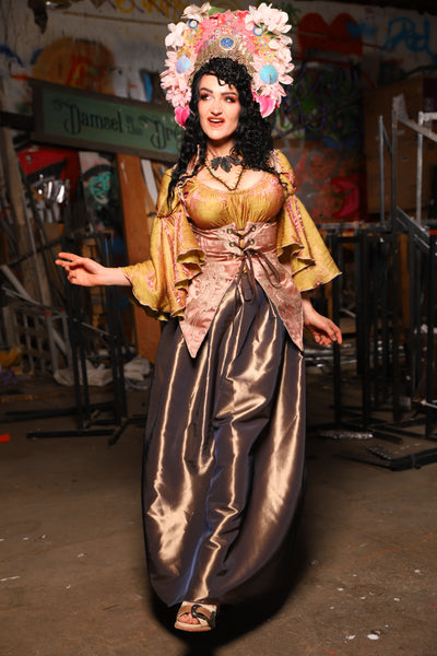 29. Tulip Skirt in Shiny Truffle Taffetta - The Artemis Collection