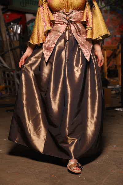 29. Tulip Skirt in Shiny Truffle Taffetta - The Artemis Collection