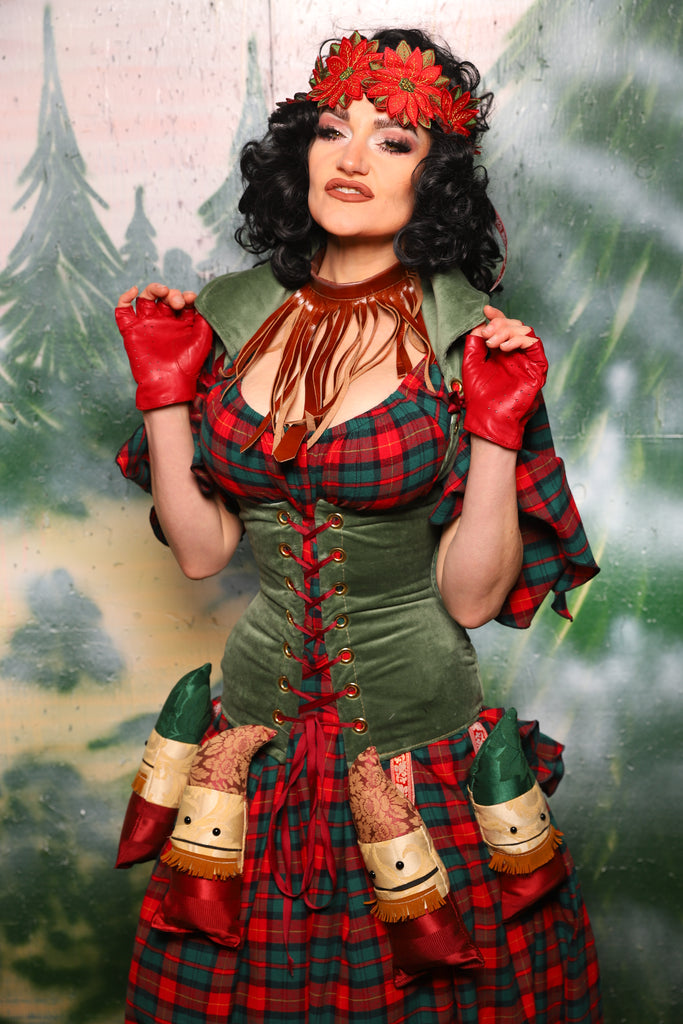 Keyhole Corset in Soft Moss Velvet - Day 10 of 12 Days of Damsel Christmas 2025