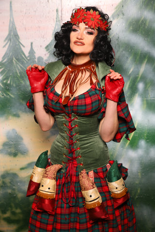 Keyhole Corset in Soft Moss Velvet - Day 10 of 12 Days of Damsel Christmas 2025