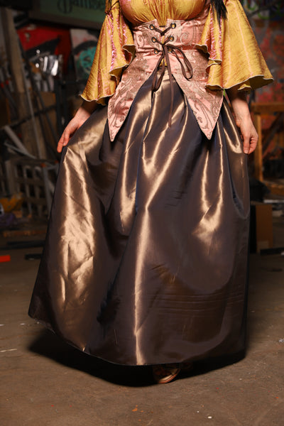 29. Tulip Skirt in Shiny Truffle Taffetta - The Artemis Collection