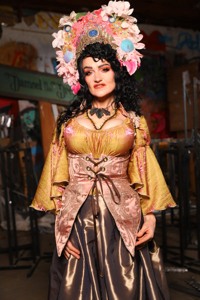 10. Artemis Underbust Corset in Pearl Pink Damask - The Artemis Collection