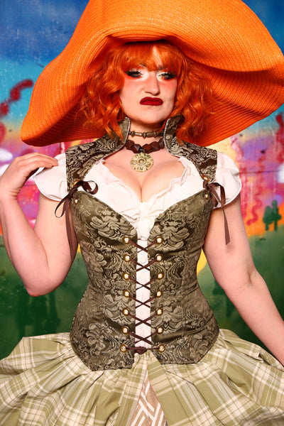 Heidi Overbust Corset with Sorceress Straps in Hyde Park - A-Tisket A-Tasket Collection