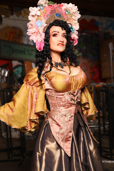10. Artemis Underbust Corset in Pearl Pink Damask - The Artemis Collection