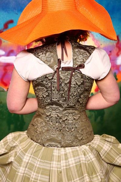 Heidi Overbust Corset with Sorceress Straps in Hyde Park - A-Tisket A-Tasket Collection