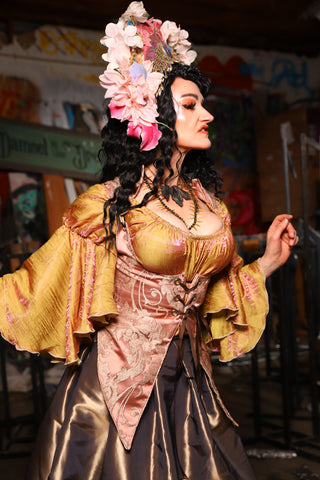 10. Artemis Underbust Corset in Pearl Pink Damask - The Artemis Collection